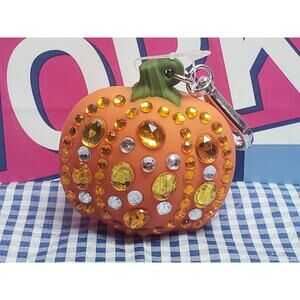 BBW Blingy Bedazzled Pumpkin PocketBac Holder Backpack Purse Luggage Keychain
